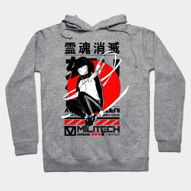 Cool Japanese Girl Samurai Hoodie by OWLvision33